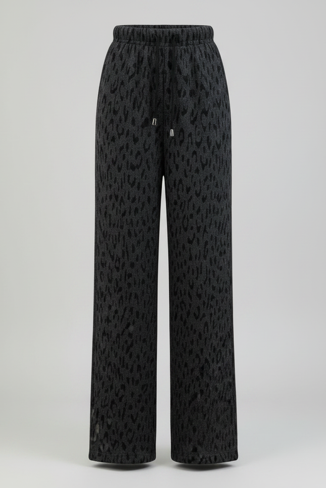 Pantalon Léopard Ample Épais Molleton Imprimé Hiver Femme - vue 3