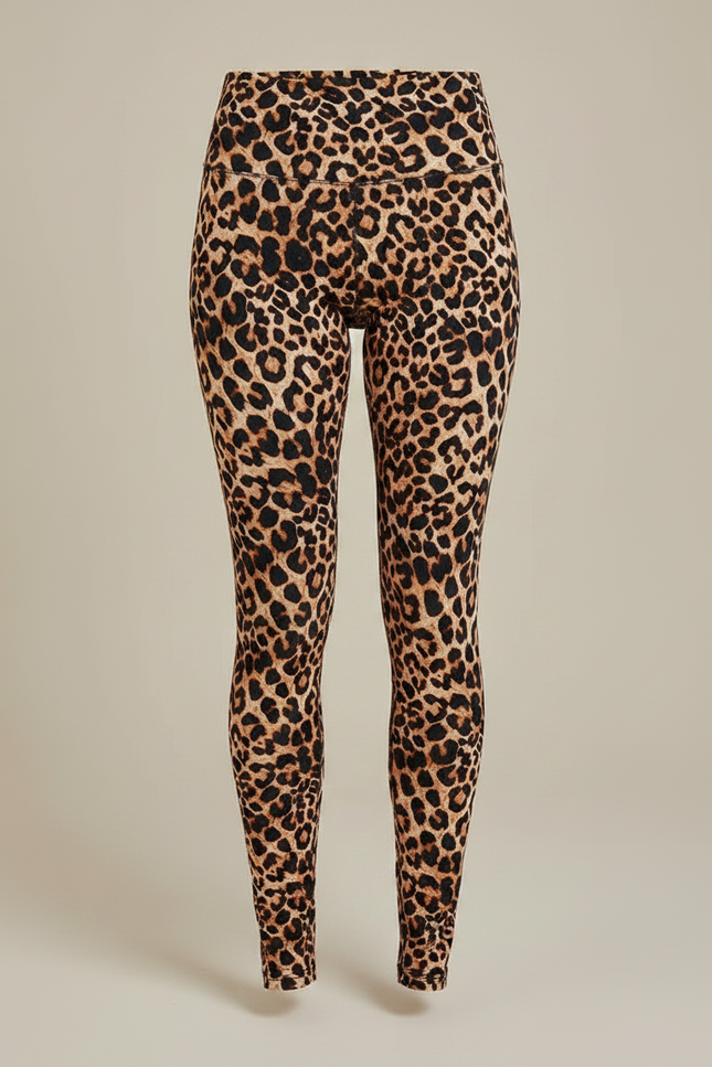 Pantalon Léopard Marron Imprimé Moulant Taille Haute - Maille - vue 3