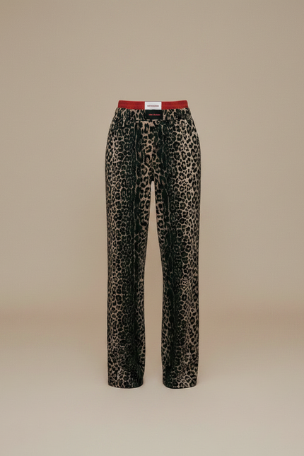 Pantalon Léopard Imprimé Large Fluide Décontracté Femme - Viscose - vue 3