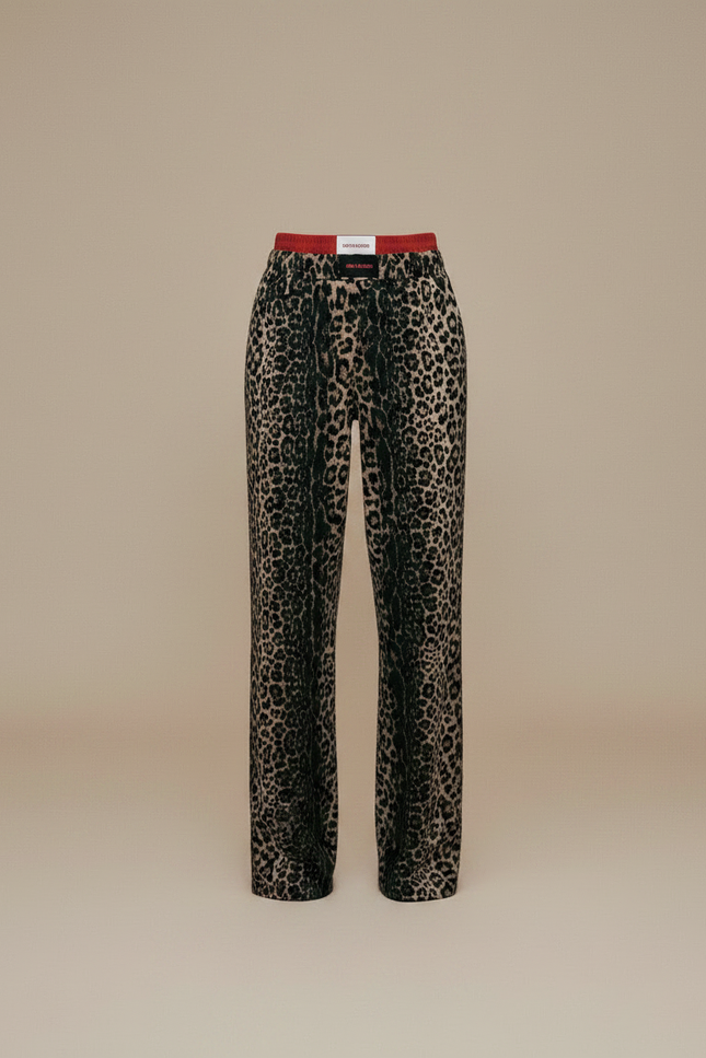 Pantalon Léopard Imprimé Large Fluide Décontracté Femme - Viscose - vue 3