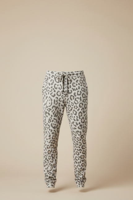 Pantalon Léopard Homme Jogging Imprimé Gris Décontracté Confortable - Molleton - vue 3