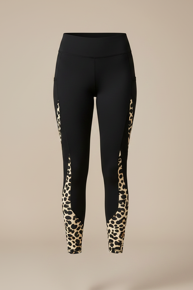 Pantalon Léopard Noir Imprimé Animal Sport Moulant Femme - Polyester - vue 3