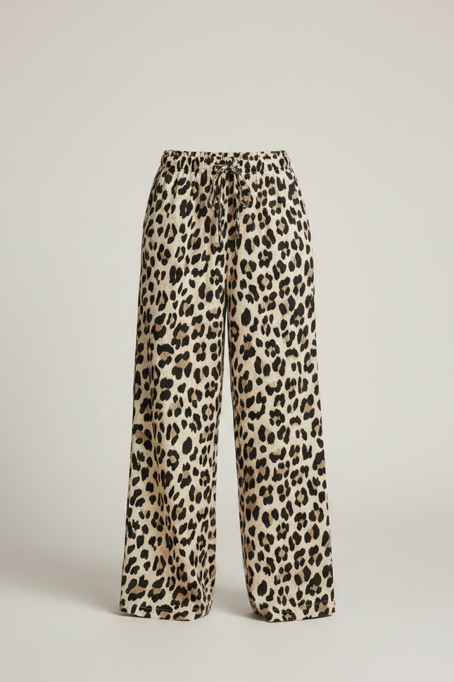 Pantalon Léopard Ample Imprimé Beige Fluide Enfant - Viscose - vue 3