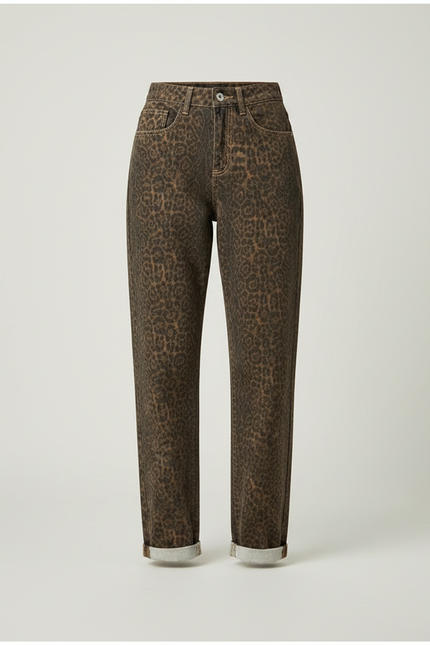 Pantalon Leopard Taille Haute - Imprimé Jean - vue 3
