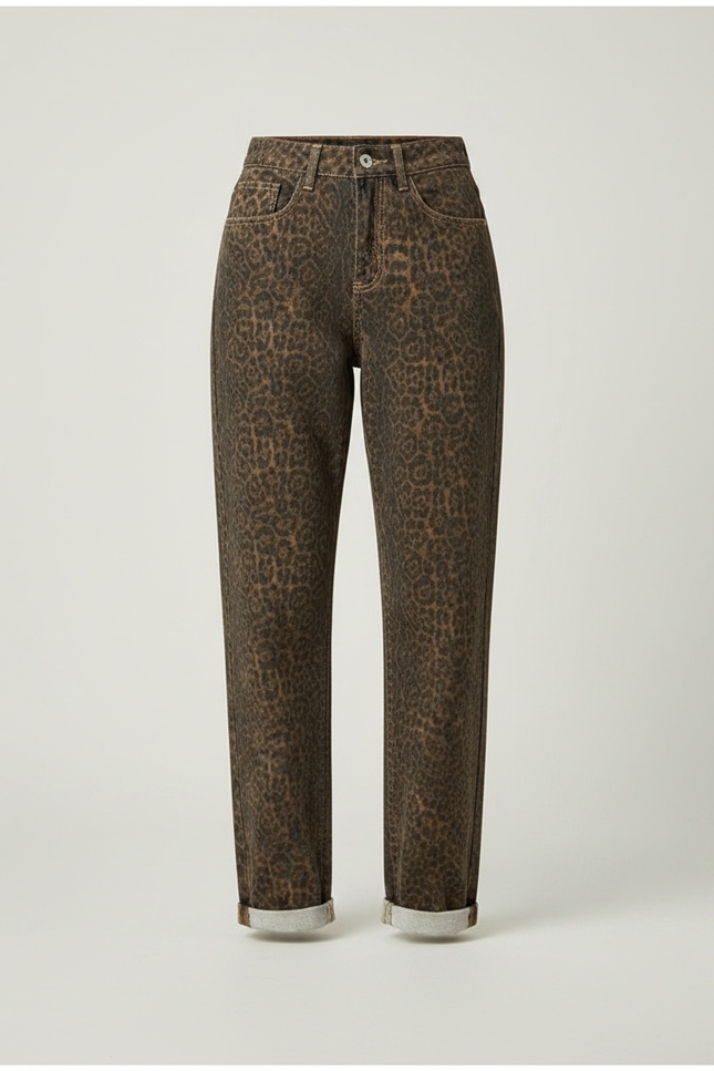 Pantalon Leopard Taille Haute - Imprimé Jean - vue 3
