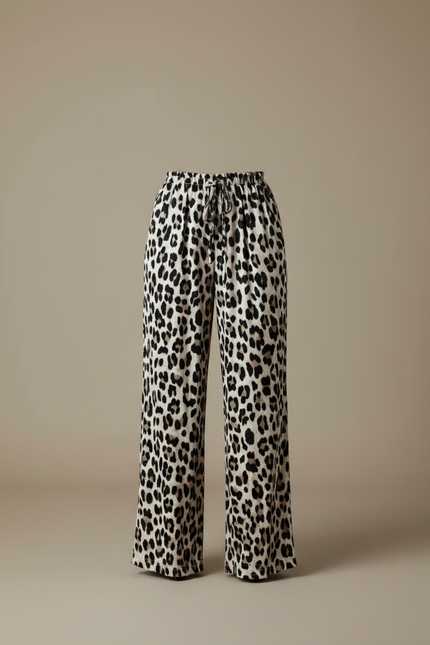 Pantalon Léopard Fluide Imprimé Animal Taille Haute Femme - Viscose - vue 3