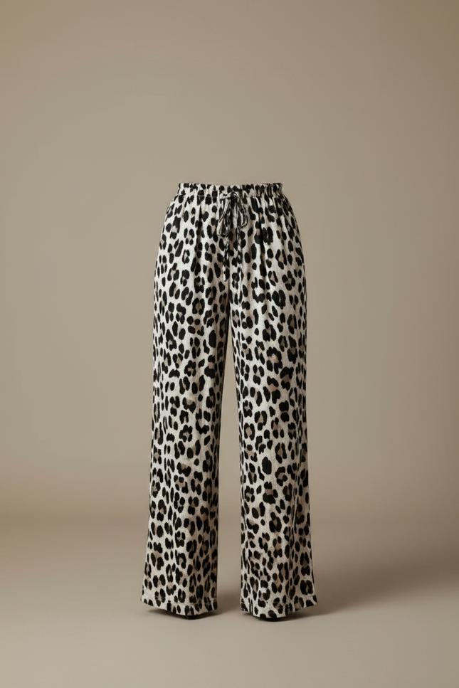 Pantalon Léopard Fluide Imprimé Animal Taille Haute Femme - Viscose - vue 3