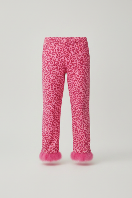 Pantalon Léopard Rose Fourrure Enfant Ample Confortable - Molleton - vue 3