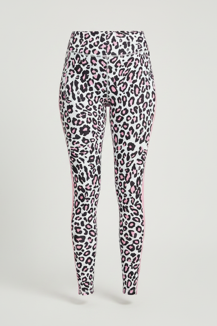 Pantalon Léopard Rose Blanc Noir Imprimé Moulant Fitness - Polyester - vue 3
