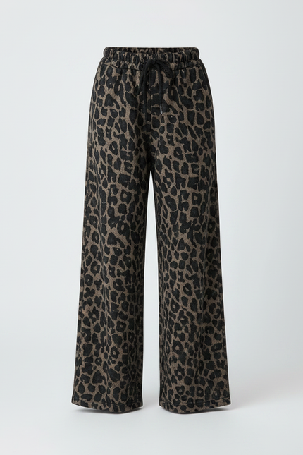 Pantalon Leopard Noir - Imprimé Molleton - vue 3