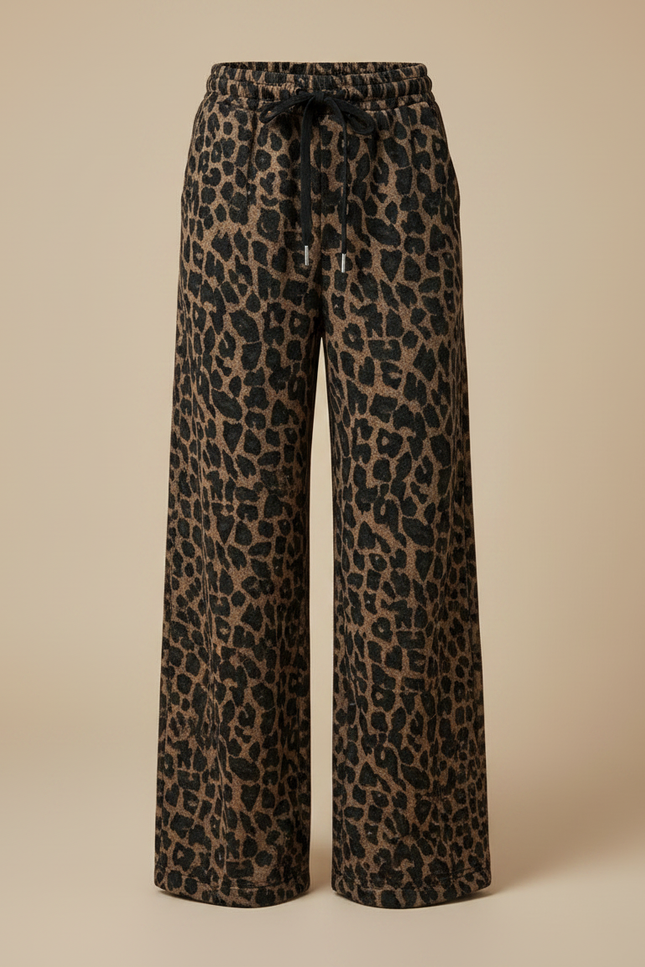 Pantalon Léopard Ample Marron Chaud Fille - Molleton - vue 3