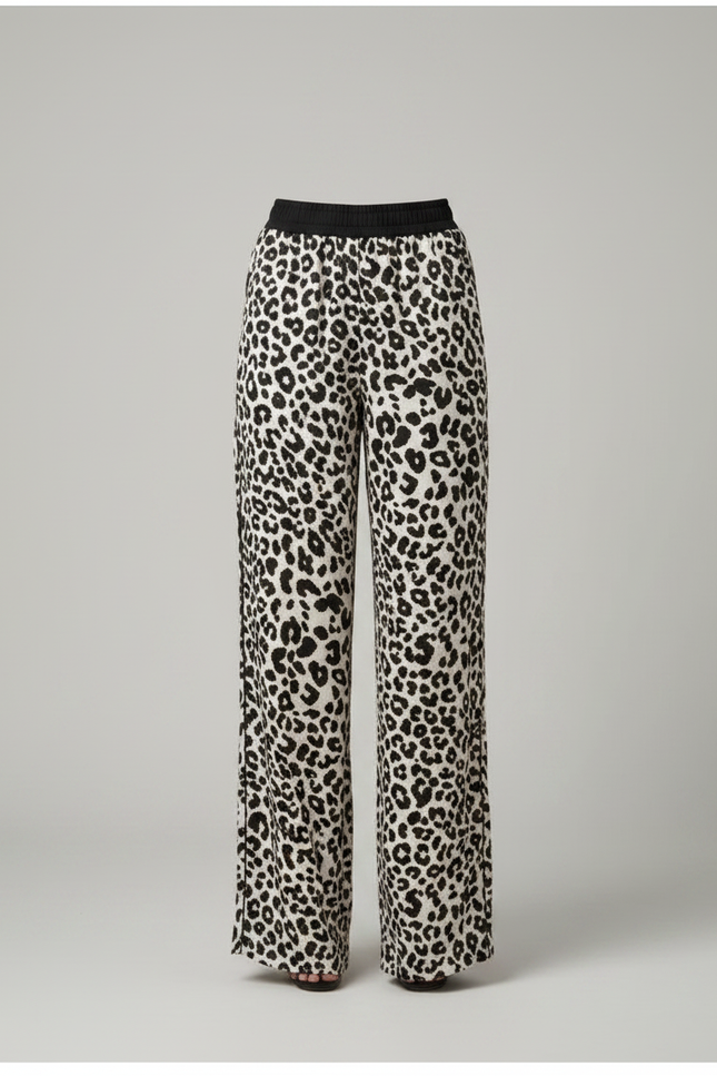 Pantalon Léopard Fluide Imprimé Taille Haute Ample - Satin - vue 3