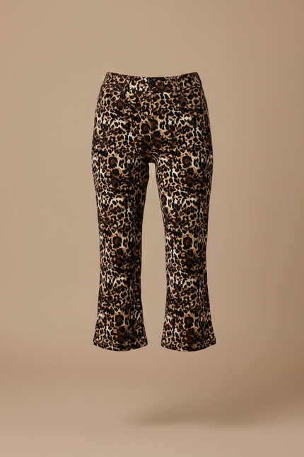 Pantalon Léopard Évasé Court Imprimé Stretch Femme - Maille - vue 3