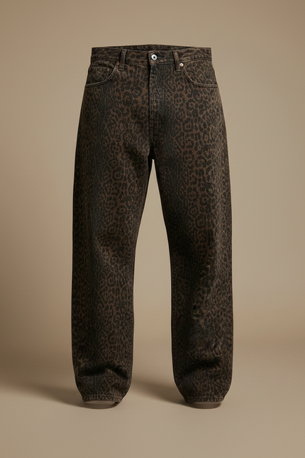 Pantalon Jeans Leopard - Marron - vue 3