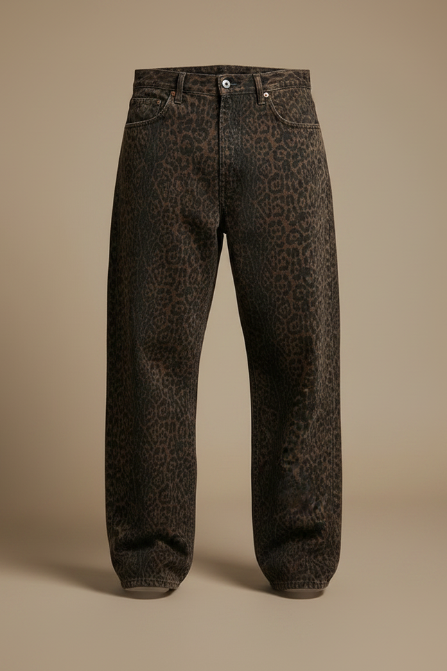 Pantalon Jeans Leopard - Marron - vue 3