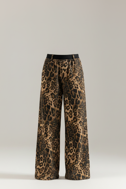 Pantalon Léopard Marron Ample Taille Élastique Enfant - Velours - vue 3