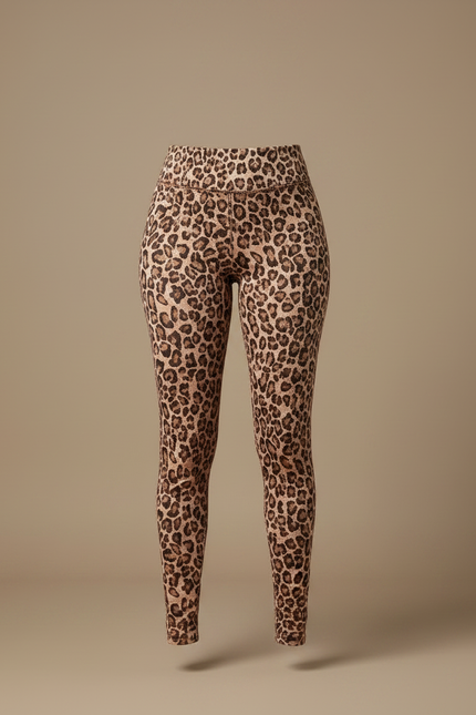 Pantalon Léopard Marron Imprimé Ajusté Taille Haute - Maille - vue 3