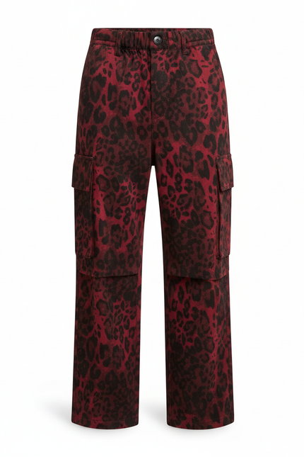 Pantalon Léopard Rouge Cargo Ample Enfant Imprimé - Molleton - vue 3