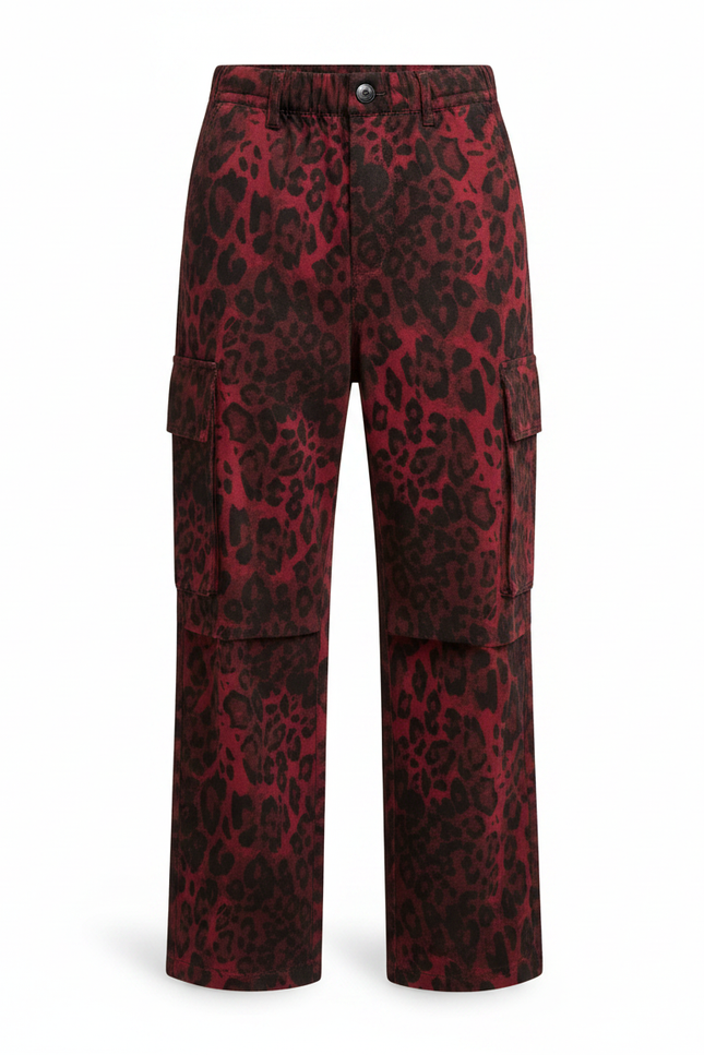 Pantalon Léopard Rouge Cargo Ample Enfant Imprimé - Molleton - vue 3