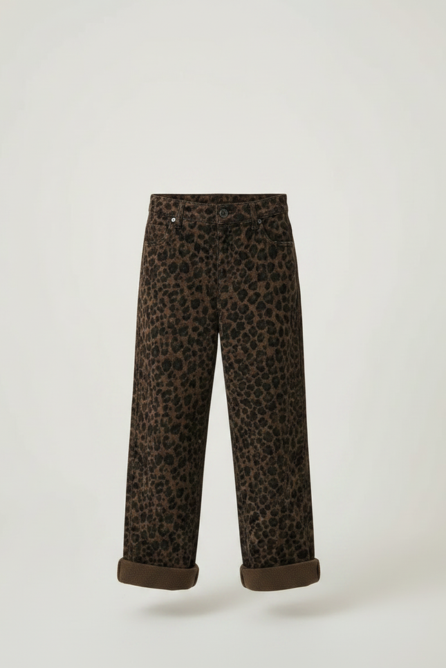 Pantalon Léopard Marron Ample Velours Doux Enfant - vue 3