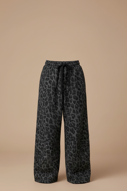 Pantalon Léopard Gris Ample Molletonné Enfant - vue 3