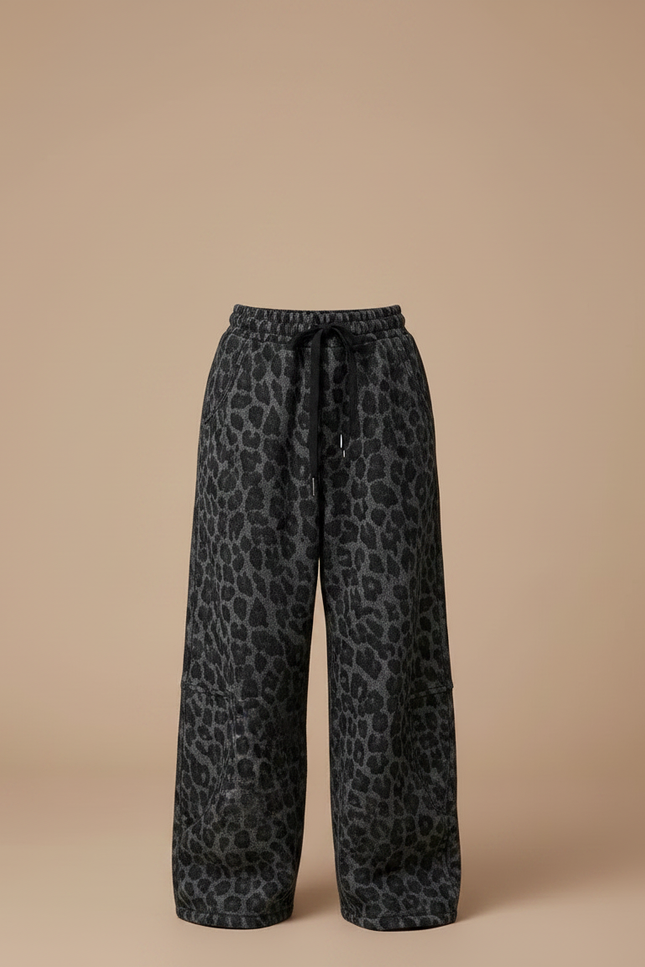 Pantalon Léopard Gris Ample Molletonné Enfant - vue 3