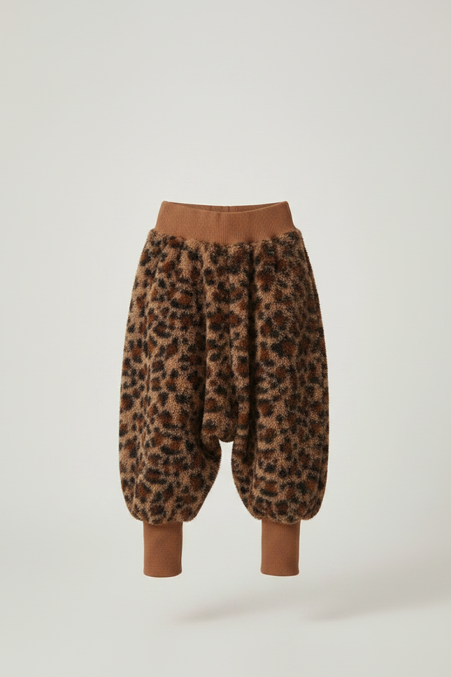 Pantalon Léopard Enfant Marron Ample Doux Molletonné - vue 3