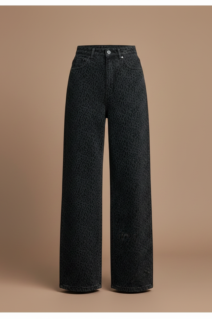 Pantalon Léopard Gris Ample Imprimé Streetwear Femme - Jean - vue 3