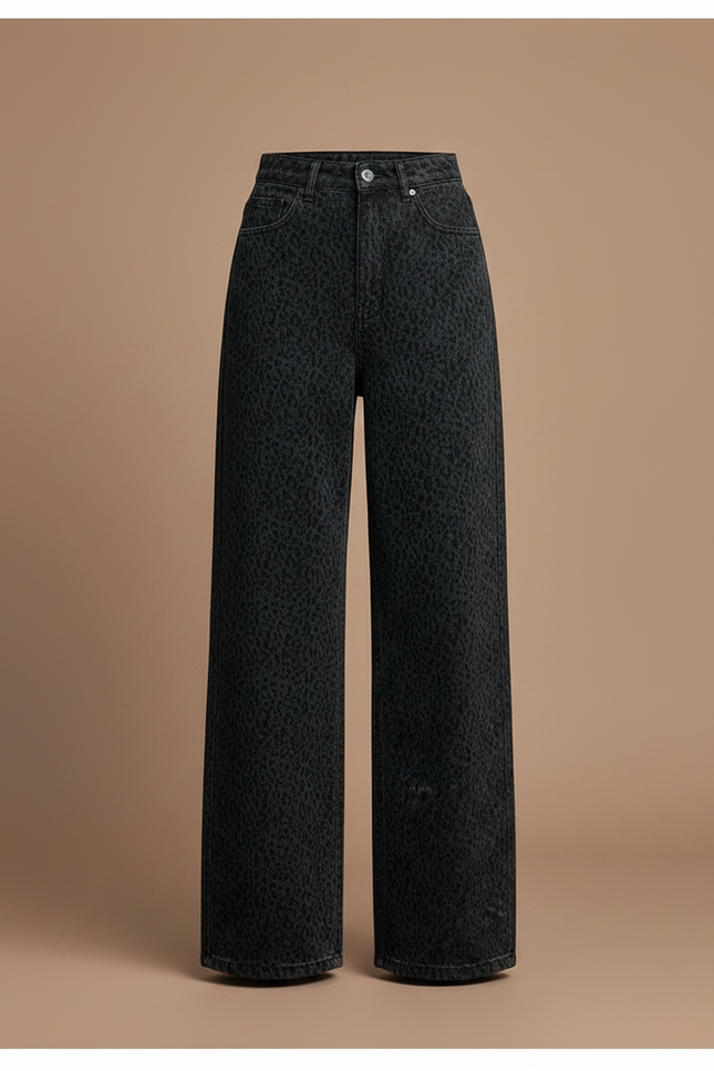 Pantalon Léopard Gris Ample Imprimé Streetwear Femme - Jean - vue 3