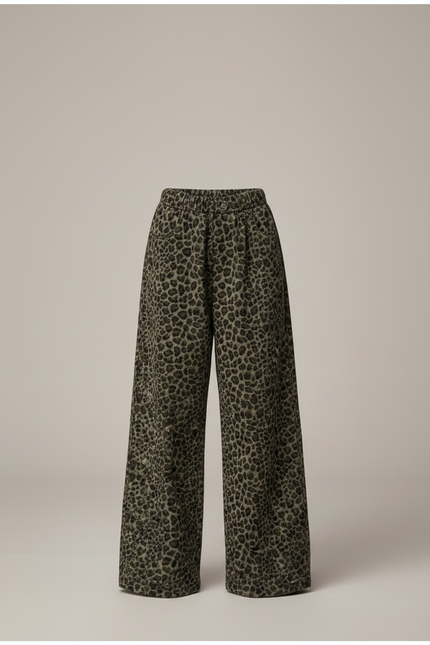 Pantalon Léopard Ample Vert Imprimé Décontracté Enfant - Molleton - vue 3