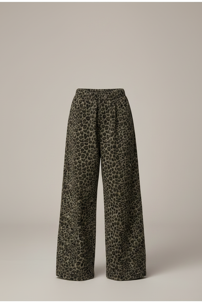 Pantalon Léopard Ample Vert Imprimé Décontracté Enfant - Molleton - vue 3