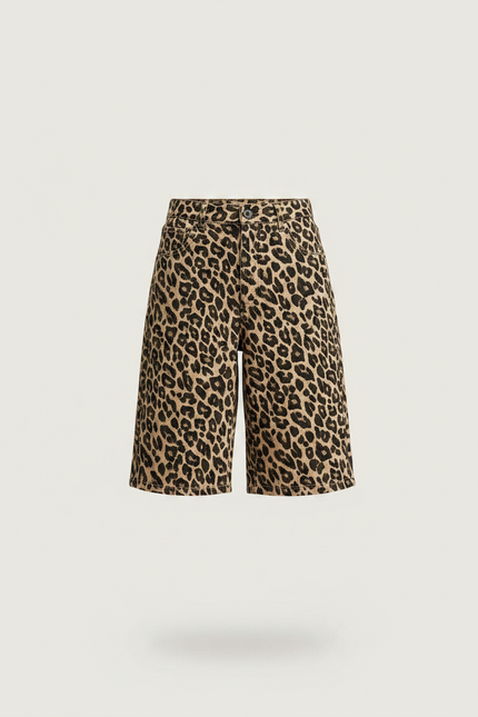 Pantalon Léopard Coton Ample Mi-long Décontracté Ceinturé - Imprimé - vue 3