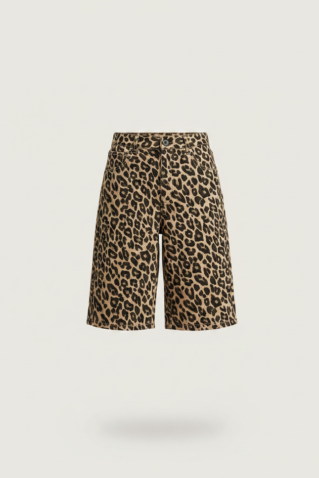 Pantalon Léopard Coton Ample Mi-long Décontracté Ceinturé - Imprimé - vue 3