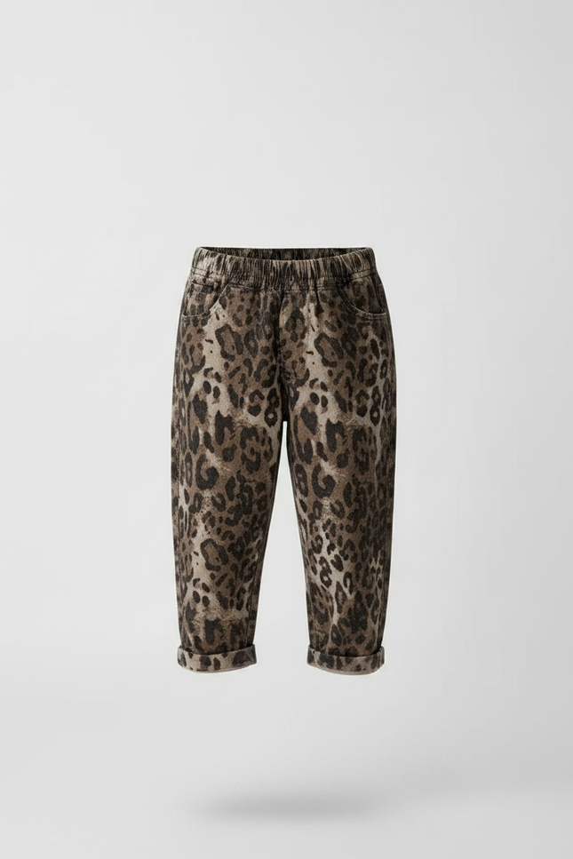 Pantalon Léopard Ample Marron Coton Enfant - Molleton - vue 3