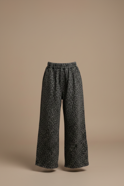Pantalon Léopard Gris Ample Décontracté Enfant - Molleton - vue 3