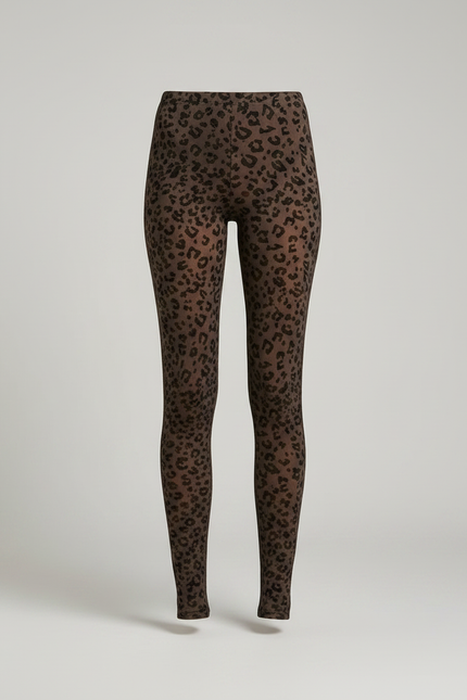 Pantalon Léopard Marron Moulant Transparent Imprimé Femme - Polyester - vue 3