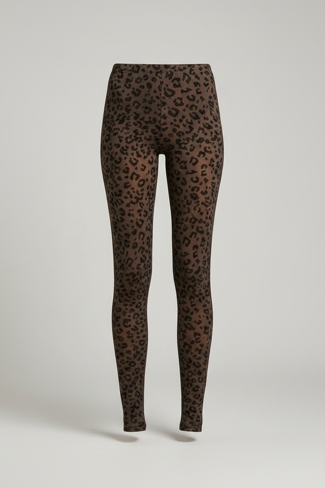 Pantalon Léopard Marron Moulant Transparent Imprimé Femme - Polyester - vue 3