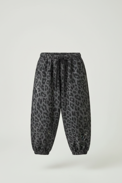 Pantalon Léopard Gris Ample Coton Enfant - Molleton - vue 3