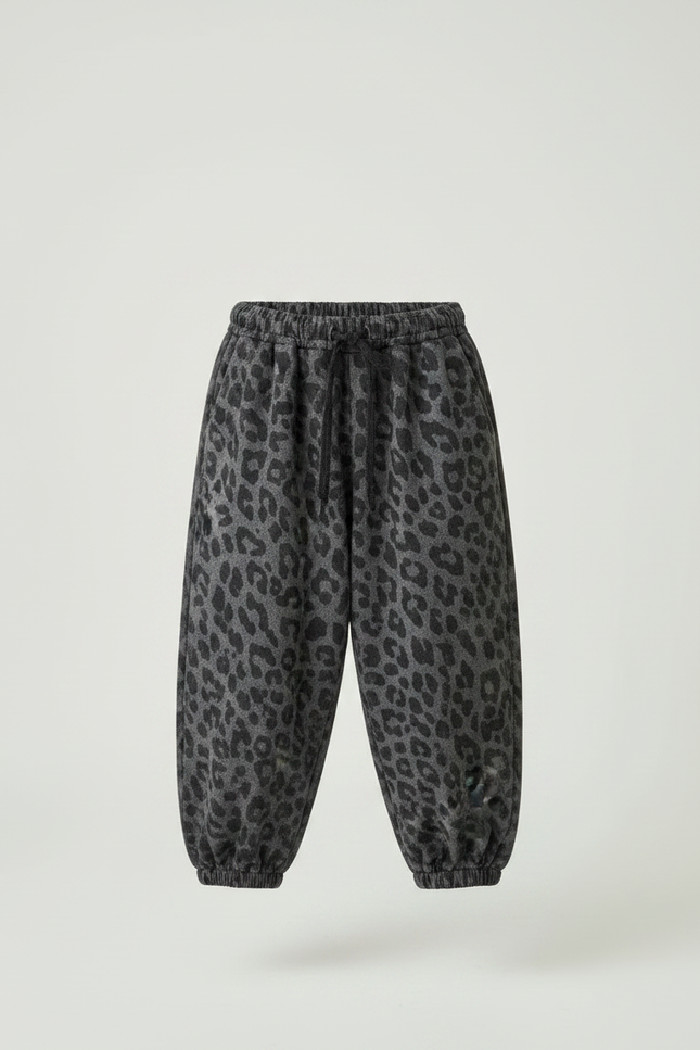 Pantalon Léopard Gris Ample Coton Enfant - Molleton - vue 3