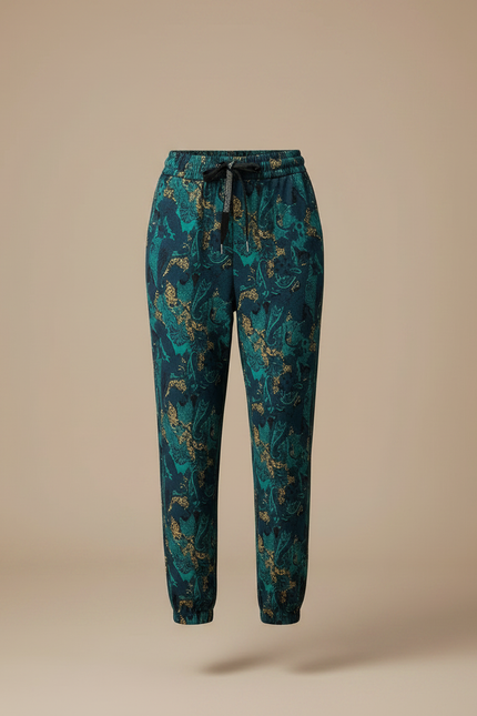 Pantalon Léopard Vert Imprimé Fluide Décontracté Femme - Viscose - vue 3