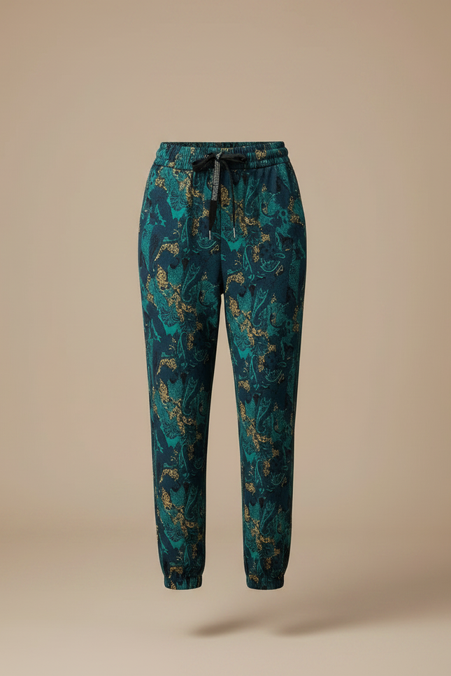 Pantalon Léopard Vert Imprimé Fluide Décontracté Femme - Viscose - vue 3
