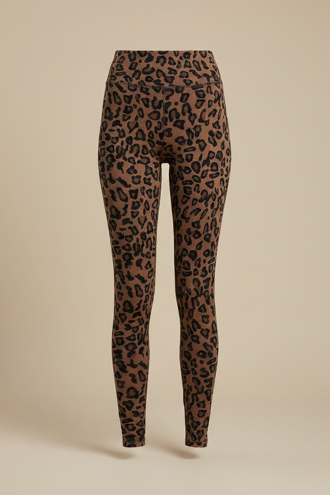 Pantalon Léopard Marron Imprimé Ajusté Femme - Maille - vue 3