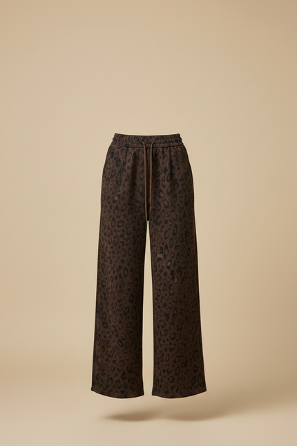 Pantalon Léopard Marron Ample Fluide Épais - Molleton - vue 3