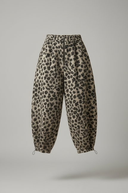 Pantalon Léopard Ample Épais Hiver Confortable - Imprimé Maille - vue 3