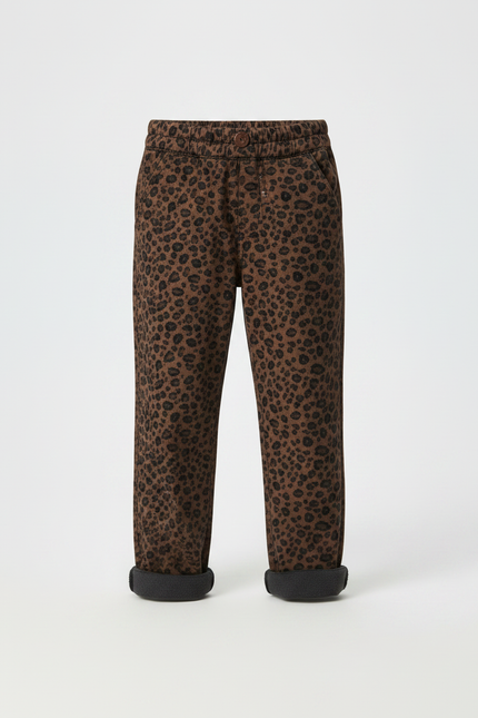 Pantalon Léopard Marron Ample Imprimé Hiver Enfant - Molleton - vue 3