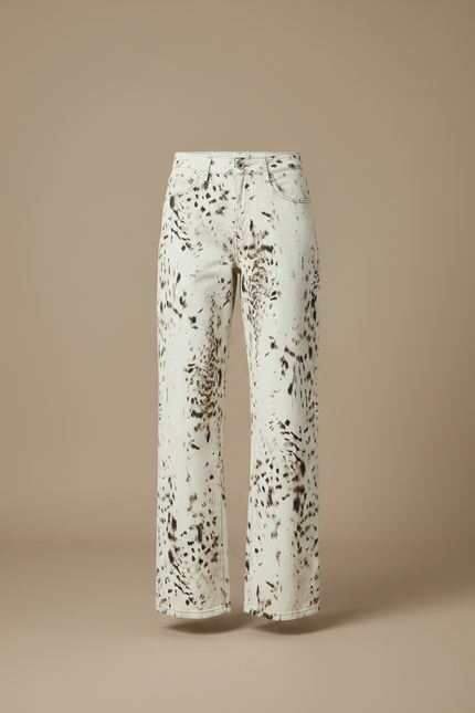 Pantalon Léopard Blanc Imprimé Large Vintage Denim - Jean - vue 3