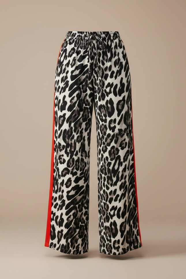 Pantalon Léopard Fluide Bande Rouge Ample Chic - Imprimé Viscose - vue 3