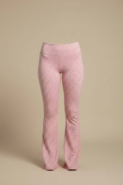 Pantalon Léopard Rose Évasé Imprimé Confortable Femme - Maille - vue 3