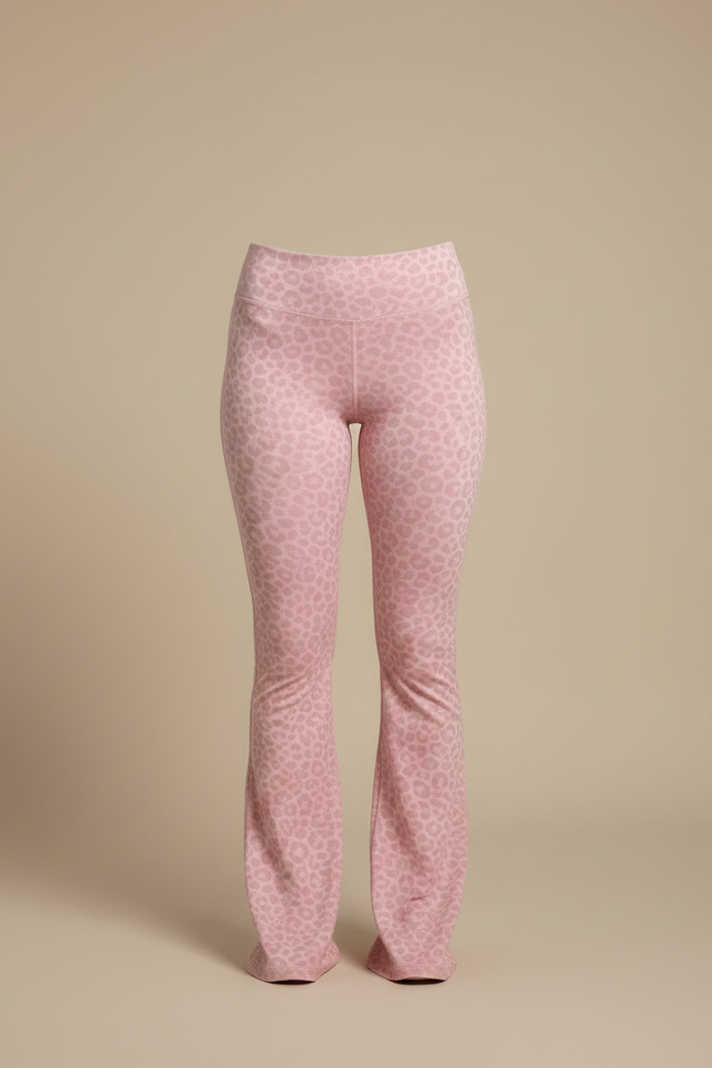 Pantalon Léopard Rose Évasé Imprimé Confortable Femme - Maille - vue 3