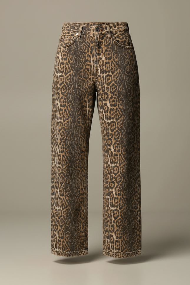 Pantalon Léopard Ample Imprimé Lavé Vintage Femme - Jean - vue 3
